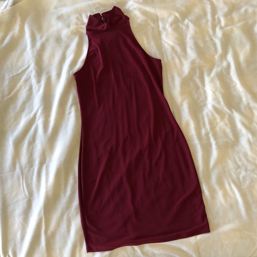 Red halter dress